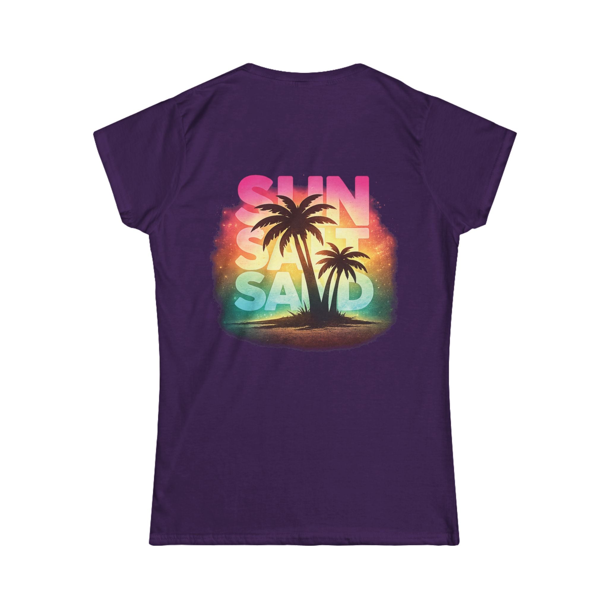 Sun, Salt, Sand Palm Tee — Women's Beach Sunset T-Shirt