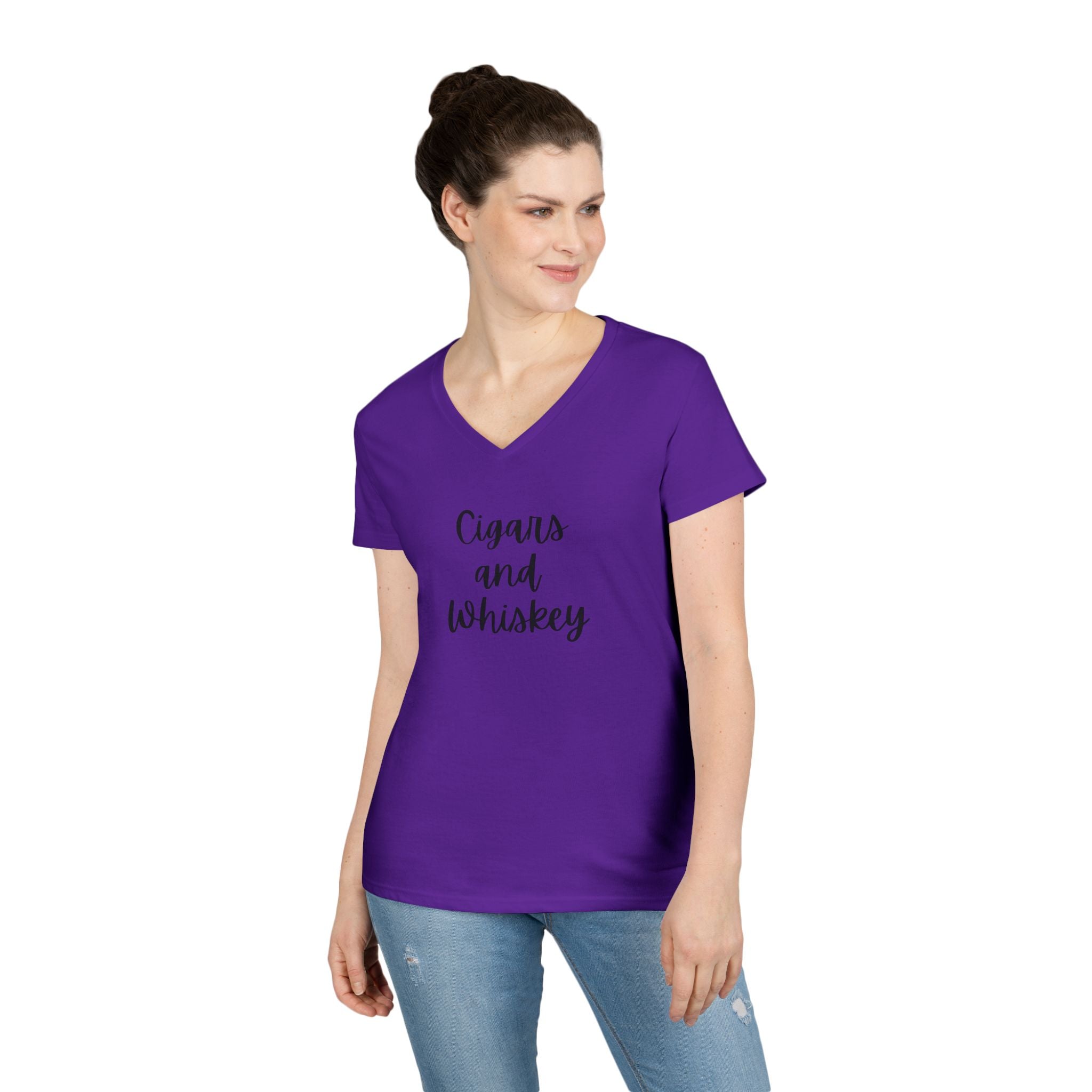 PSSITA Cigars and Whiskey Ladies' V-Neck Tee