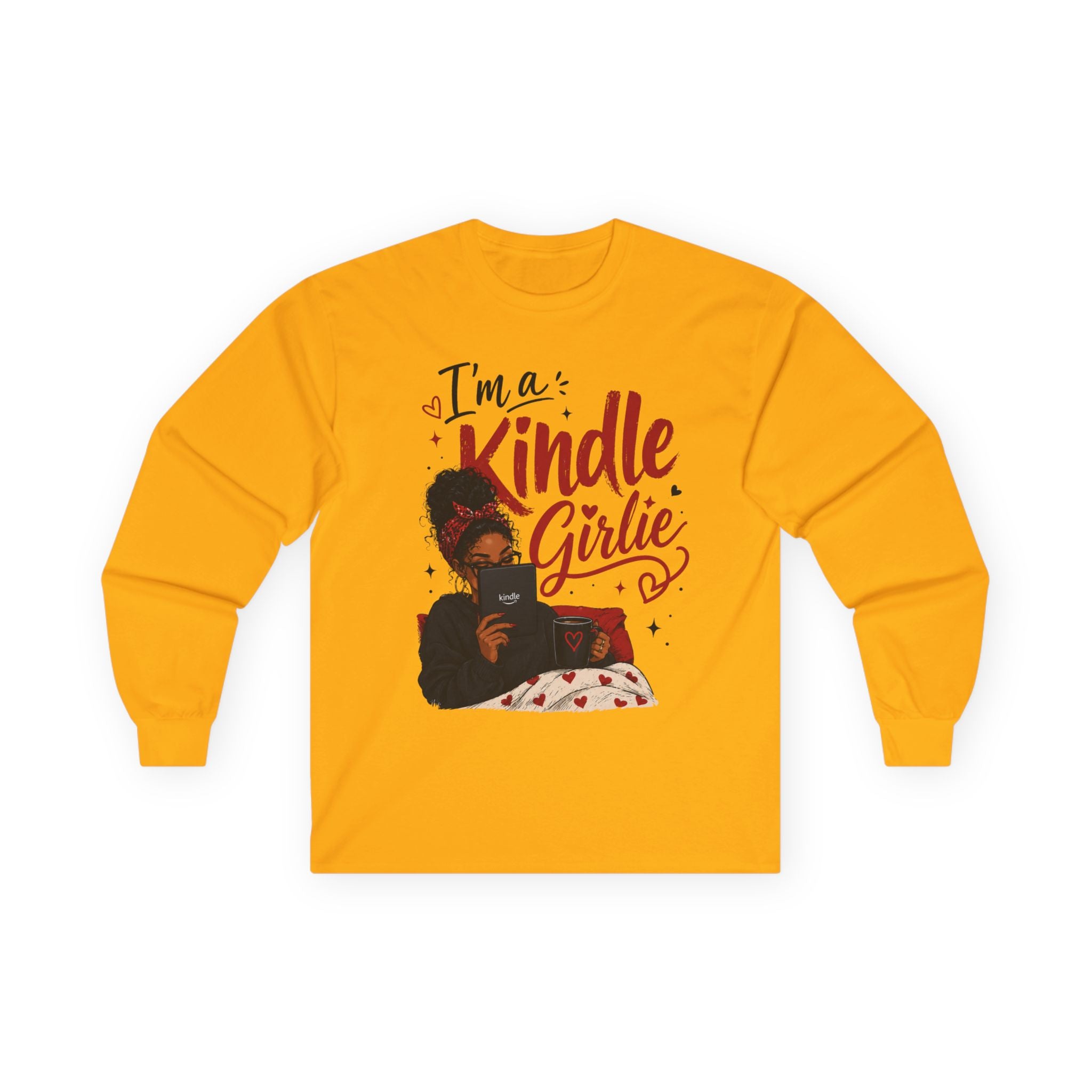 Kindle Girlie Long Sleeve Tee - Cozy Reader Shirt for Women, “I’m a Kindle Girlie” Graphic