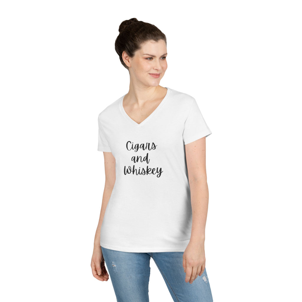 PSSITA Cigars and Whiskey Ladies' V-Neck Tee