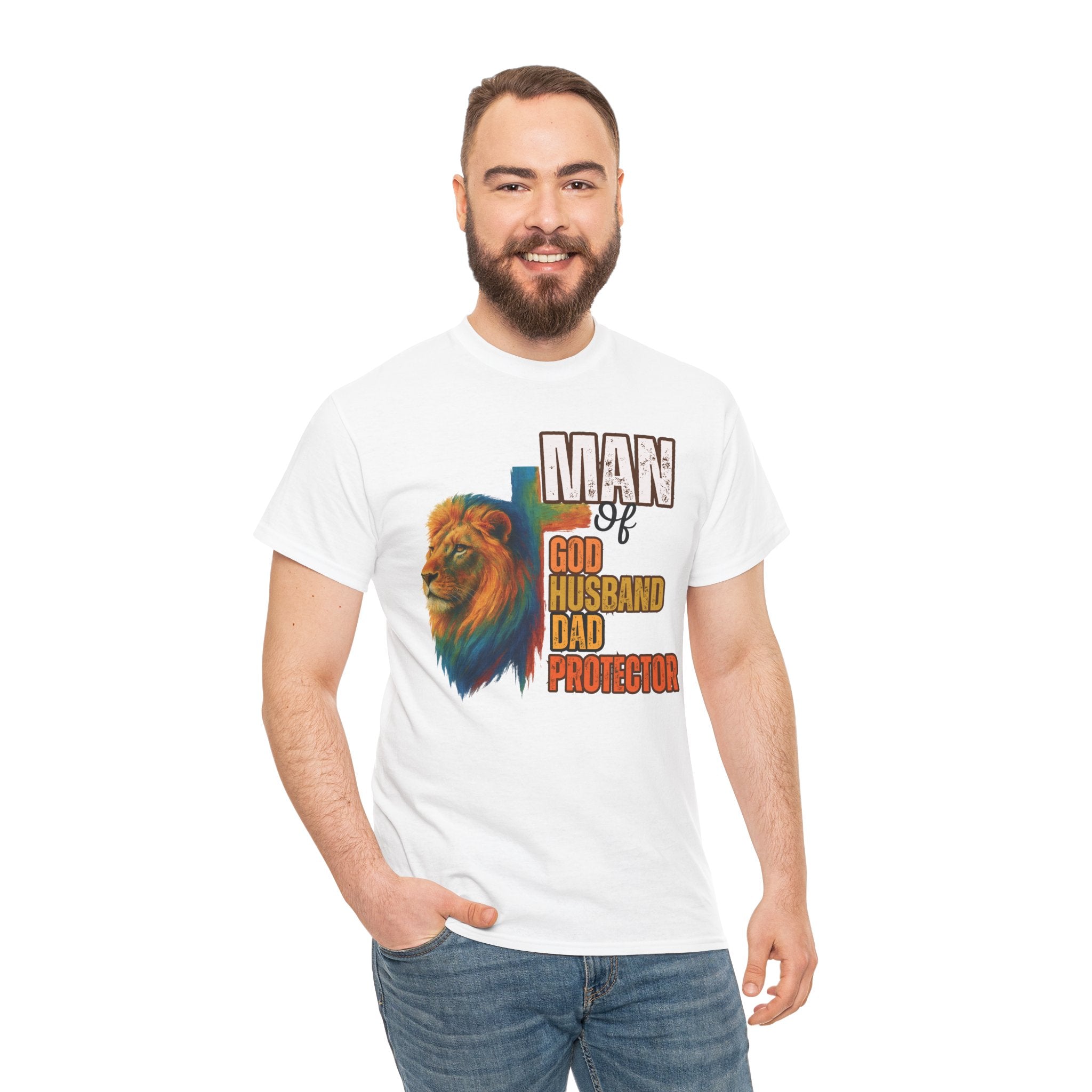 Father's Day "Man of God, Husband, Dad, Protector" Tee | Christian Faith T-Shirt