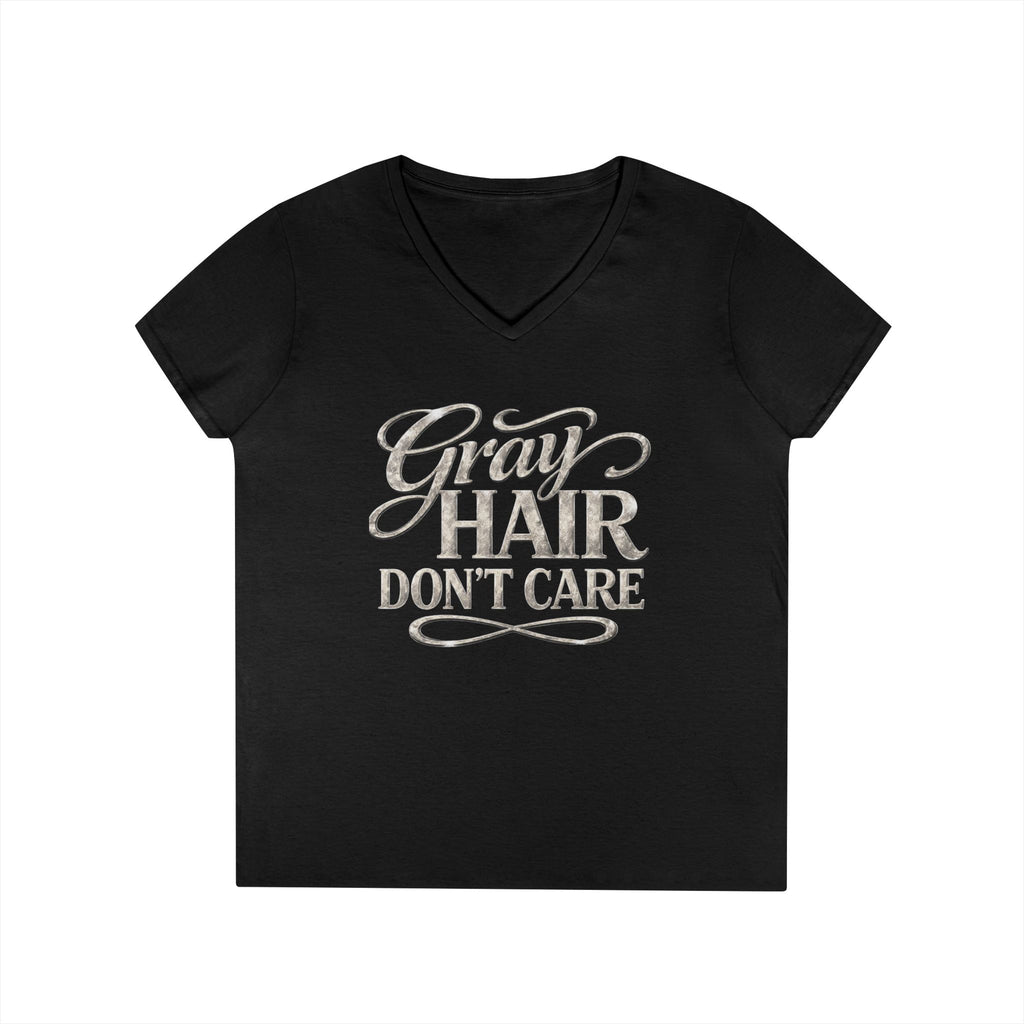 Gray Hair Don't Care V-Neck Tee