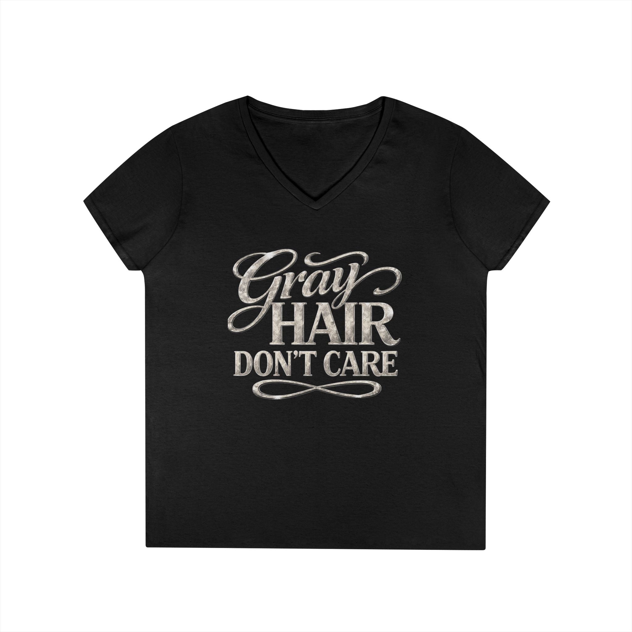 Gray Hair Don't Care V-Neck Tee