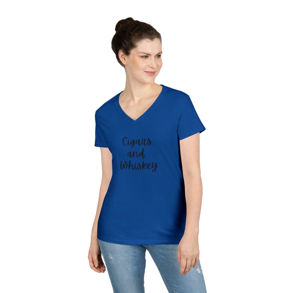 PSSITA Cigars and Whiskey Ladies' V-Neck Tee