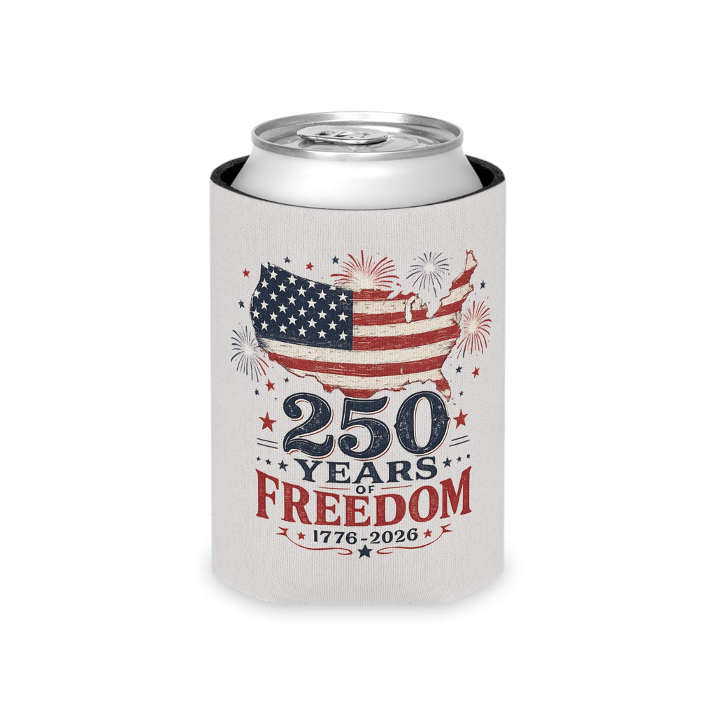 250 Years of Freedom Can Cooler – 1776–2026 USA Anniversary Beer Koozie