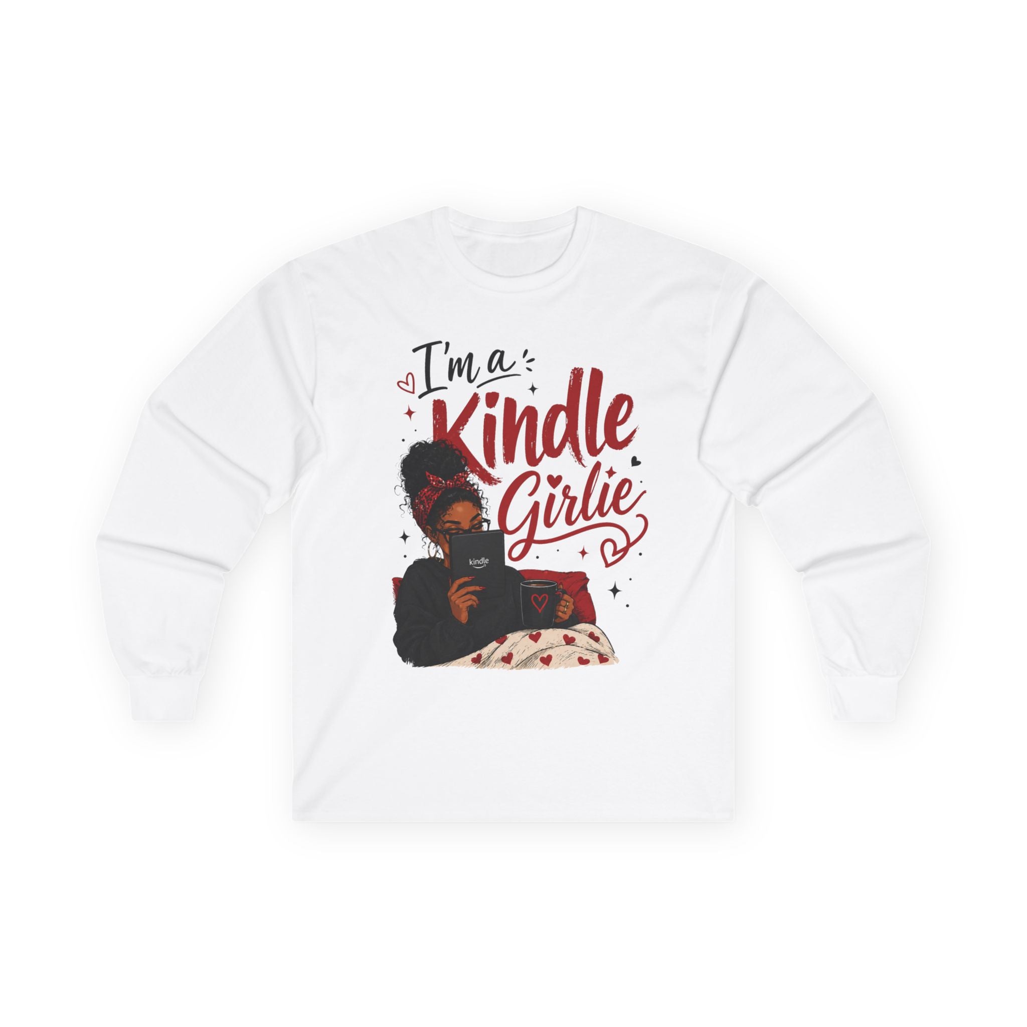 Kindle Girlie Long Sleeve Tee - Cozy Reader Shirt for Women, “I’m a Kindle Girlie” Graphic
