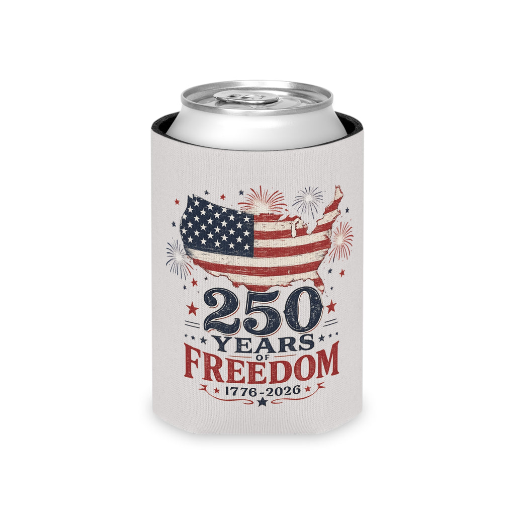 250 Years of Freedom Can Cooler – 1776–2026 USA Anniversary Beer Koozie