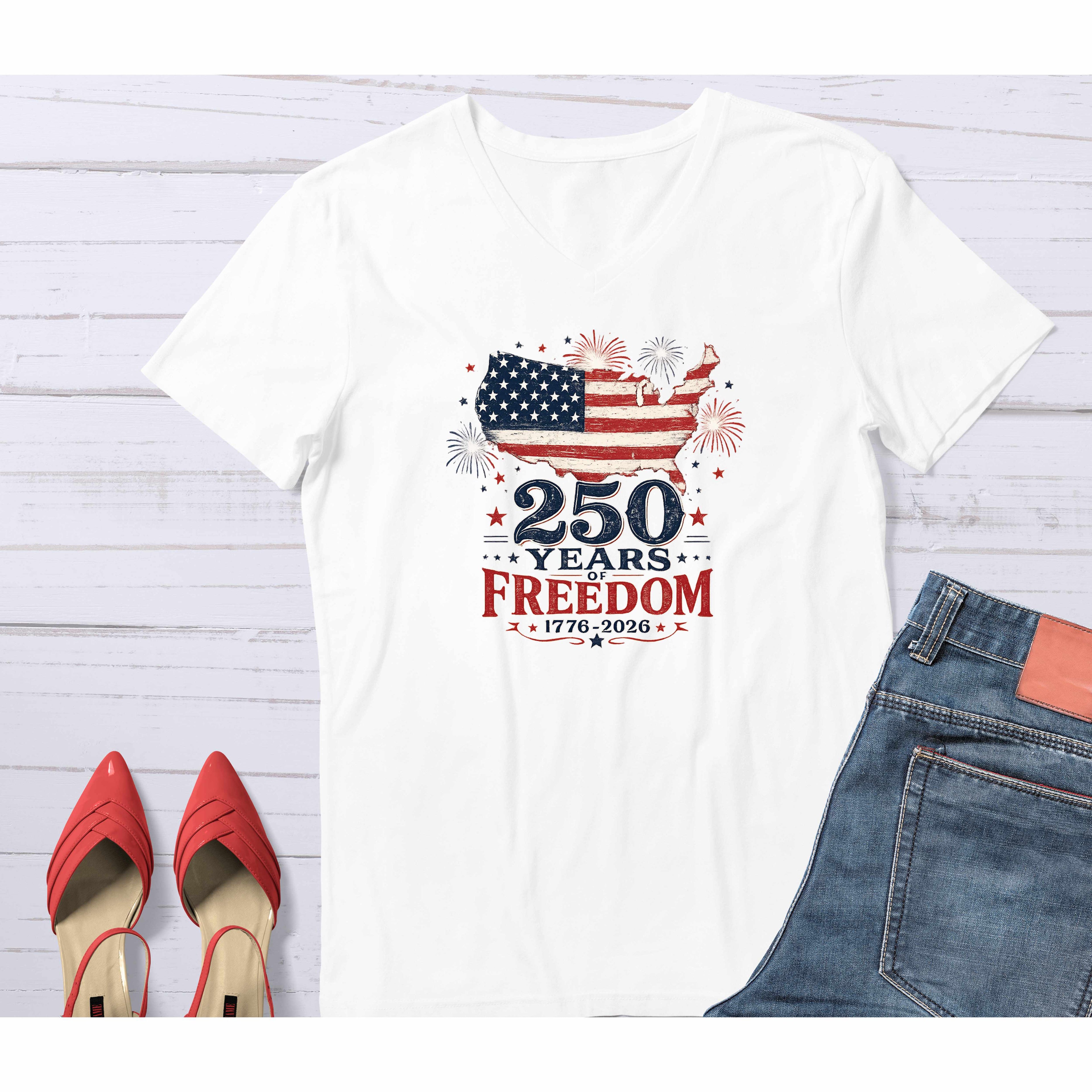 250 Years of Freedom USA Map T-Shirt