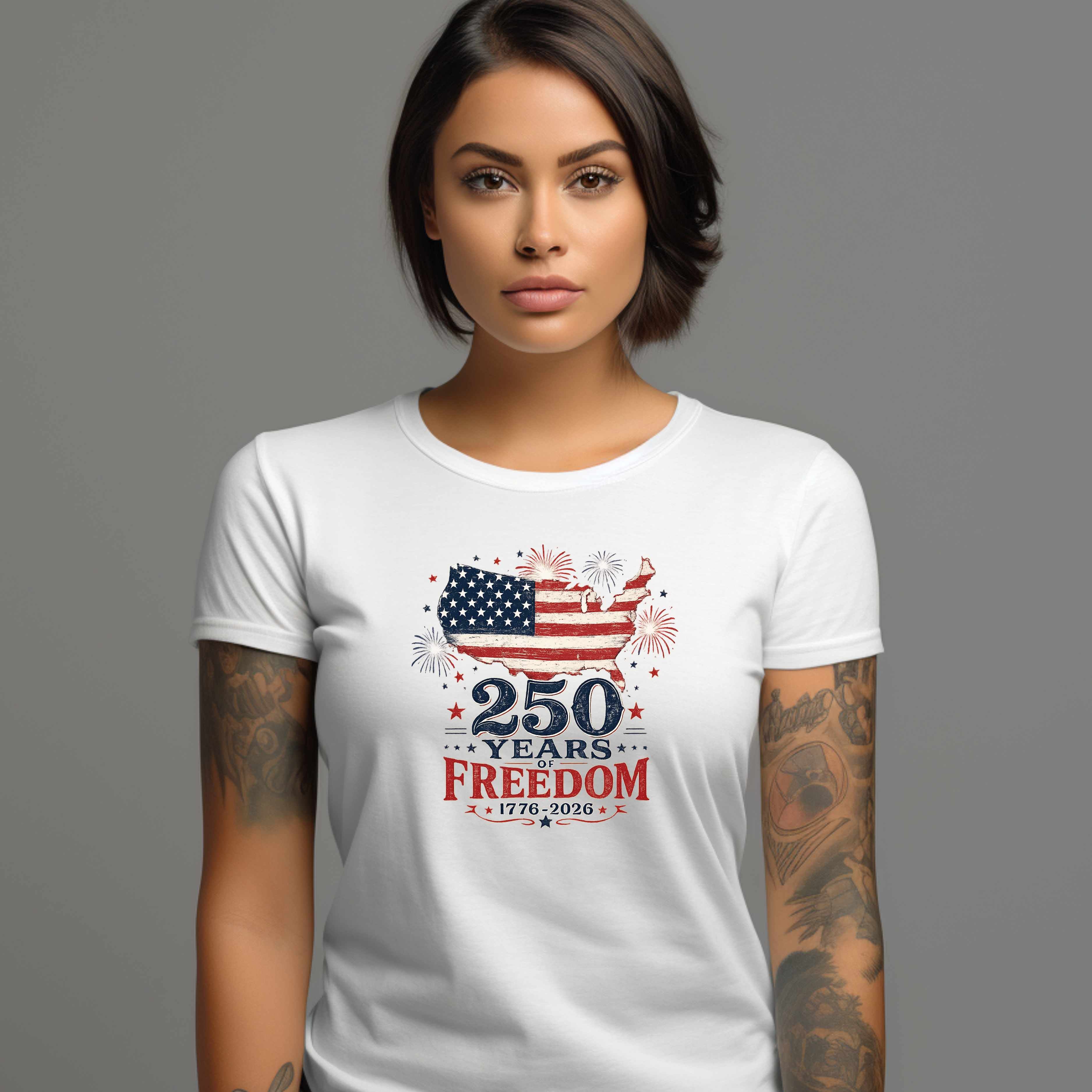 250 Years of Freedom USA Map T-Shirt – 1776–2026 Patriotic Tee (Independence Day)