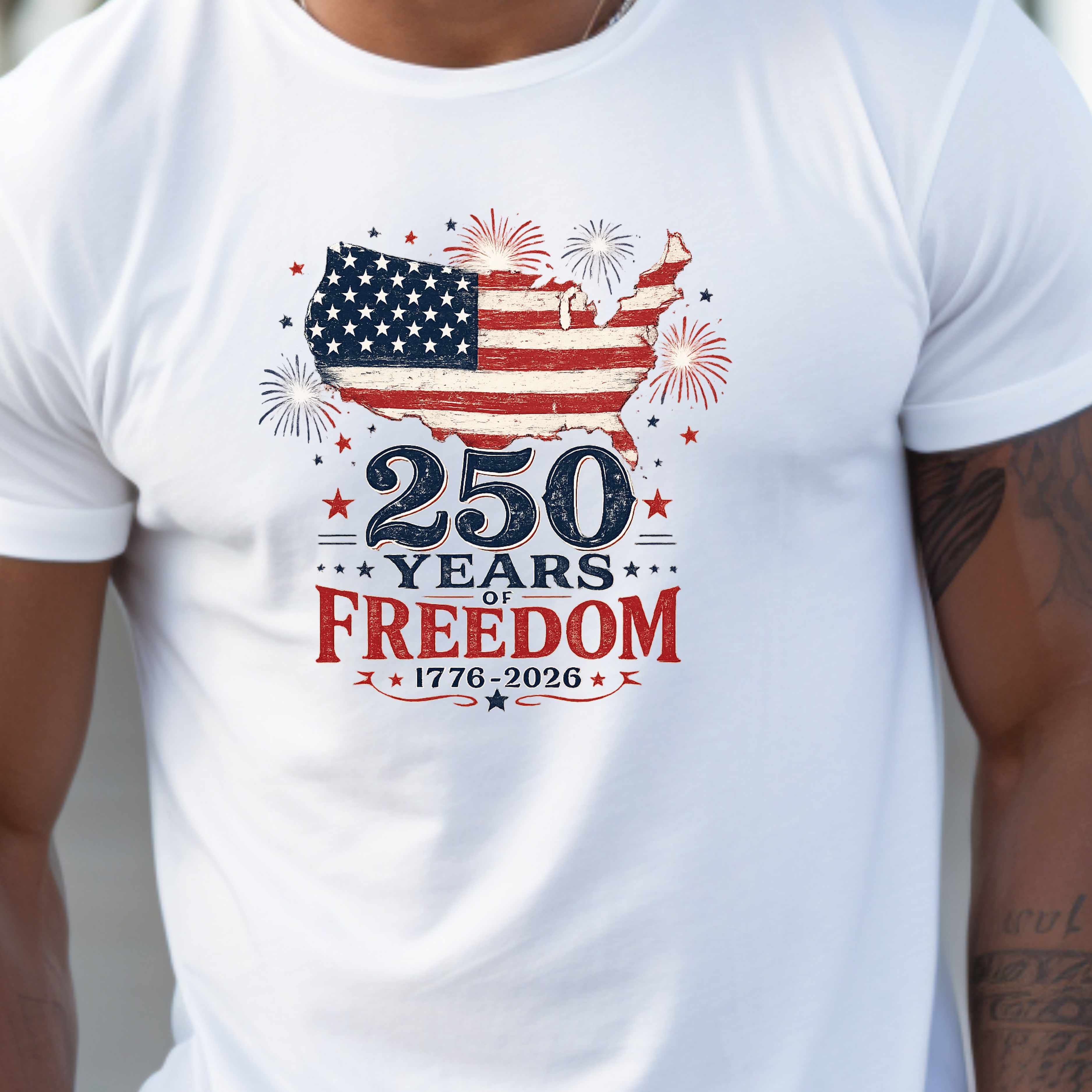 250 Years of Freedom USA Map T-Shirt – 1776–2026 Patriotic Tee (Independence Day)