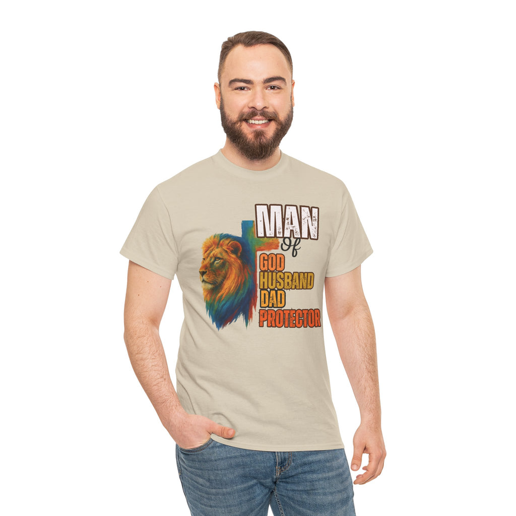 Father's Day "Man of God, Husband, Dad, Protector" Tee | Christian Faith T-Shirt