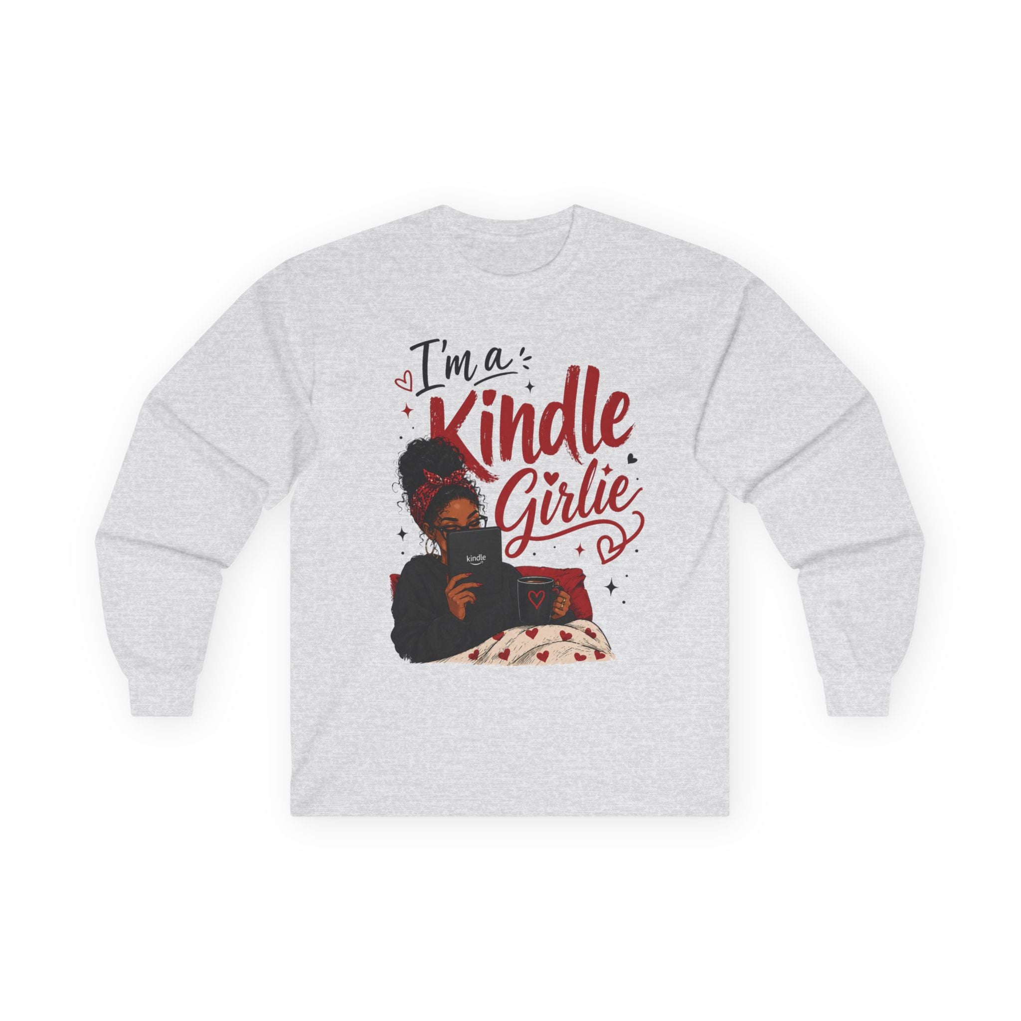 Kindle Girlie Long Sleeve Tee - Cozy Reader Shirt for Women, “I’m a Kindle Girlie” Graphic