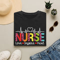Nurse Heartbeat T‑Shirt — "NURSE: Love • Inspire • Heal" Colorful Leopard Healthcare Tee