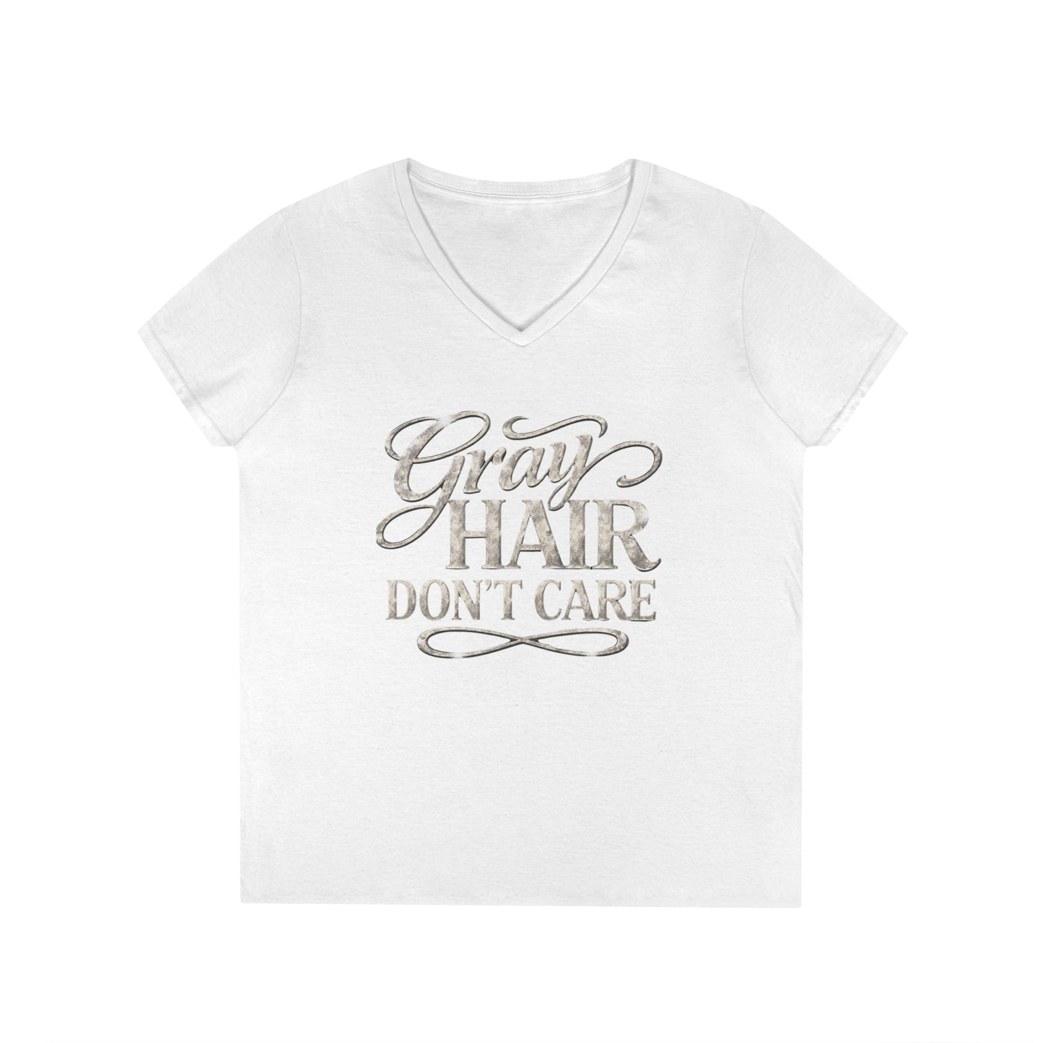 Gray Hair Don't Care V-Neck Tee