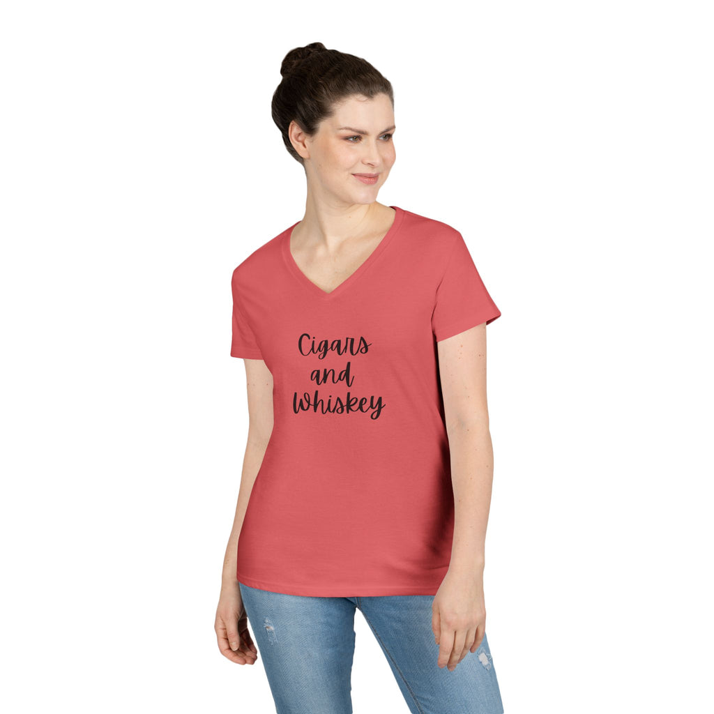 PSSITA Cigars and Whiskey Ladies' V-Neck Tee