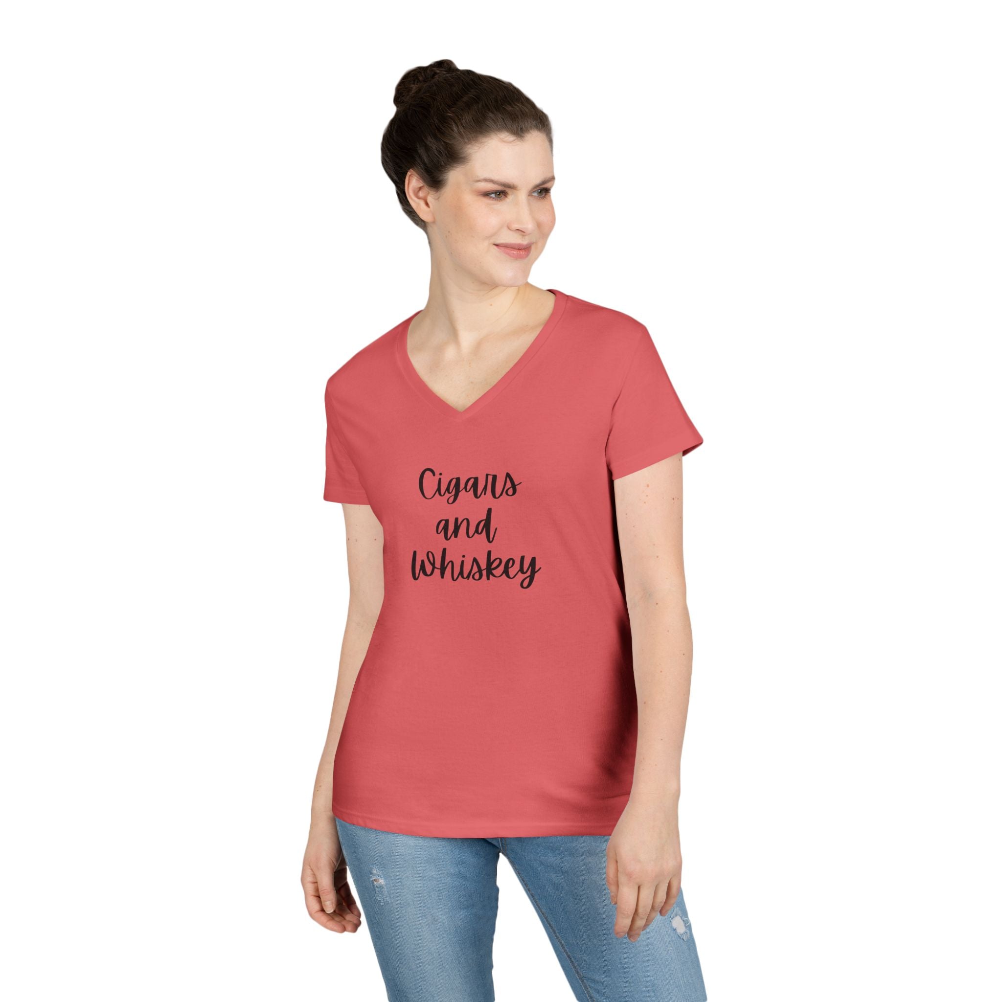 PSSITA Cigars and Whiskey Ladies' V-Neck Tee