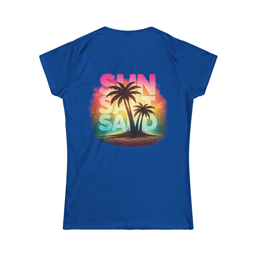 Sun, Salt, Sand Palm Tee — Women's Beach Sunset T-Shirt