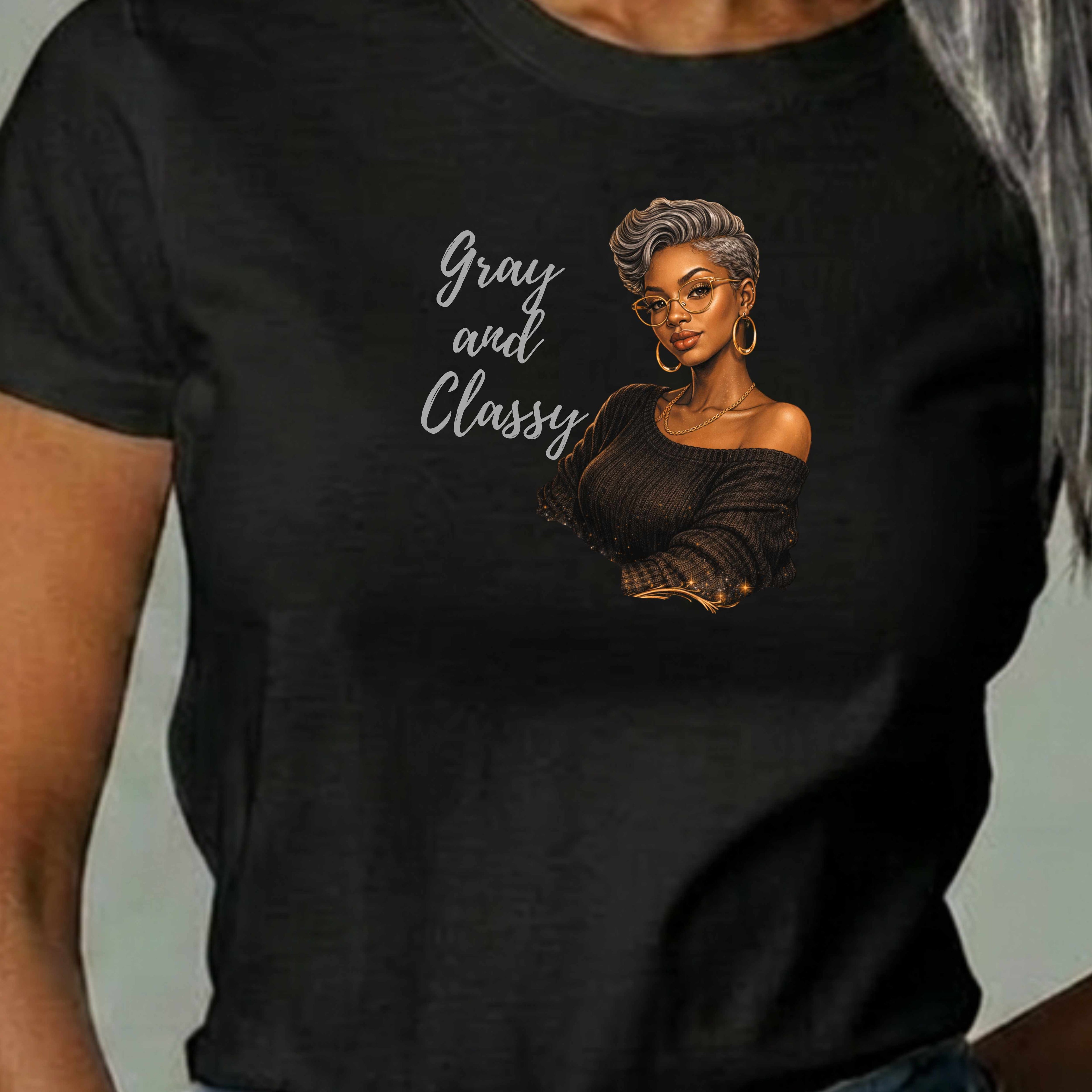 Gray Hair — 'Gray and Classy' Stylish Portrait Graphic